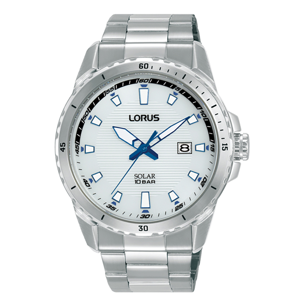 Lorus Solar Sports RX371AX9 Quartz Ανοξείδωτο ατσάλι Μπρασελέ Λευκό χρώμα καντράν