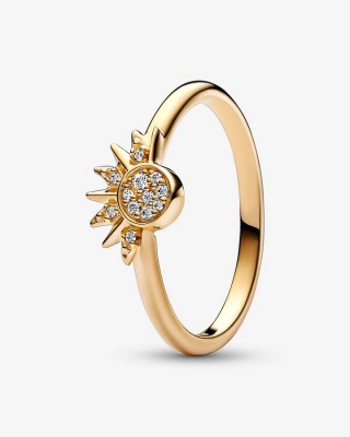 Pandora Δαχτυλίδι Λαμπερός ήλιος 925 Βαθμών Επιχρυσωμένο με Κίτρινο χρυσό Κωδικός 162674C01-54
