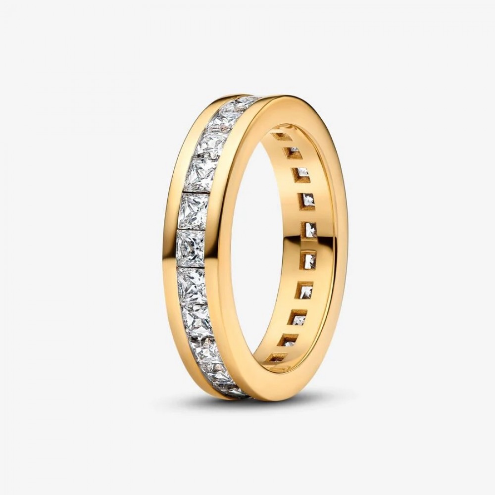 Pandora Δαχτυλίδι Σειρέ με Αυλάκωση 925 Βαθμών Επιχρυσωμένο με Κίτρινο χρυσό Κωδικός 163797C01-48