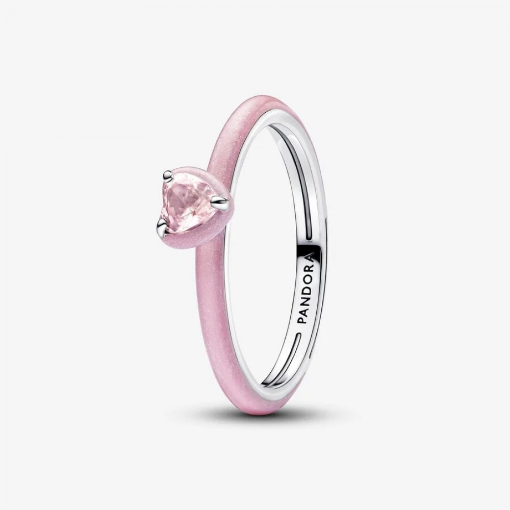 Pandora Δαχτυλίδι Ροζ Καρδιά Τσάκρα Πέτρες 925 Βαθμών Κωδικός 193088C02-50