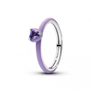 Pandora Λαμπερό Δαχτυλίδι Μωβ κρύσταλλο Ασήμι 925 Βαθμών Κωδικός 193088C04-52