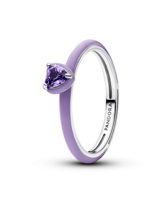 Pandora Λαμπερό Δαχτυλίδι Μωβ κρύσταλλο Ασήμι 925 Βαθμών Κωδικός 193088C04-54