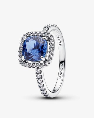 Pandora Δαχτυλίδι Μπλε Τετράγωνο στεφάνι Πέτρες 925 Βαθμών Κωδικός 193550C01-58