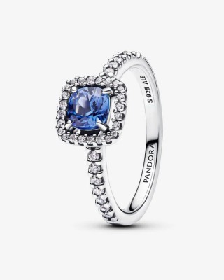 Pandora Δαχτυλίδι Μπλε Τετράγωνο στεφάνι Πέτρες 925 Βαθμών Κωδικός 193555C01-56