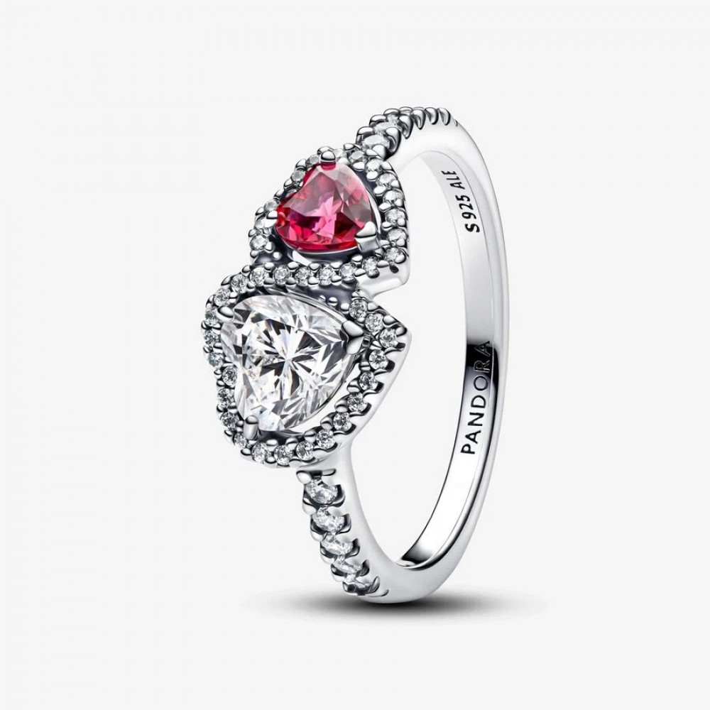 Pandora Δαχτυλίδι Καρδιές Στεφάνι Πέτρες 925 Βαθμών Κωδικός 193662C01-50