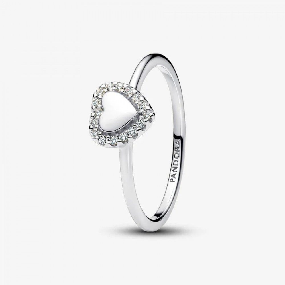 Pandora Δαχτυλίδι Καρδιά Πέτρες 925 Βαθμών Κωδικός 193801C01-48