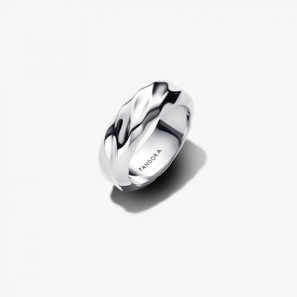Pandora Δαχτυλίδι Φαρδιά Κυματιστή Γάμπα Ασημί 925 Βαθμών Κωδικός 193886C00-54