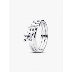 Pandora Διαιρούμενο Δαχτυλίδι Λέξη MUM Πέτρες Ασήμι 925 Βαθμών Κωδικός 194458C01-56