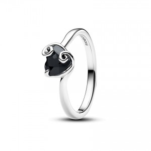 Pandora Αστραφτερό Δαχτυλίδι Disney Jack Skellington Πέτρες Ασήμι 925 Βαθμών Κωδικός 194733C01-56