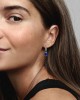 Pandora Σκουλαρίκια Κρίκοι Λαμπερό Pave και Μπλε ορθογώνια πέτρα Ασήμι 925 βαθμών Κωδικός 292381C01