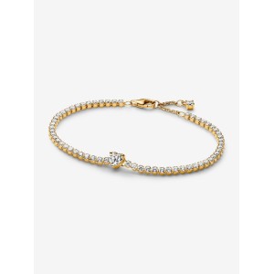 Pandora Βραχιόλι Ριβιέρα Καρδιά Πέτρες Ασήμι 925 Βαθμών Επιχρυσωμένο με Κίτρινο χρυσό Κωδικός 560041C01-18