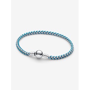 Pandora Βραχιόλι Αλυσίδα Φίδι Μπλε κορδόνι Ασήμι 925 Βαθμών Κωδικός 593816C01-20