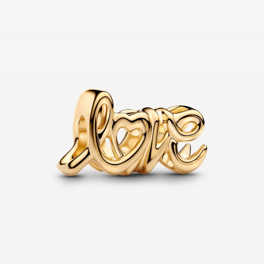 Pandora Σύμβολο Χειρόγραφη λέξη Love Ασήμι 925 Βαθμών Επιχρυσωμένο με κίτρινο χρυσό Κωδικός 763055C00