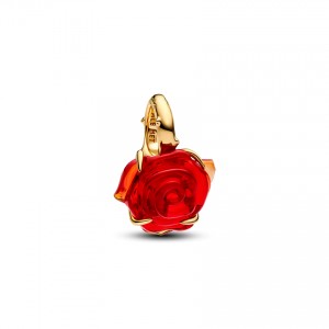 Pandora Κρεμαστό Σύμβολο Disney Beauty and The Beast rose Ασημί 925 Βαθμών Πέτρες Κωδικός 764018C01