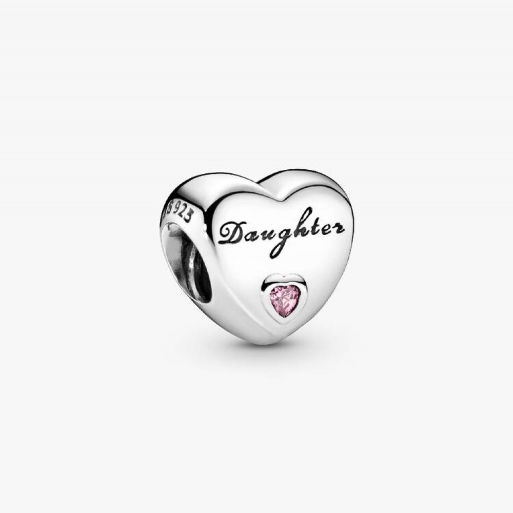 Pandora Σύμβολο Καρδιάς Χαραγμένη Λέξη Daughter Ασήμι 925 Βαθμών Πέτρες Κωδικός 791726PCZ
