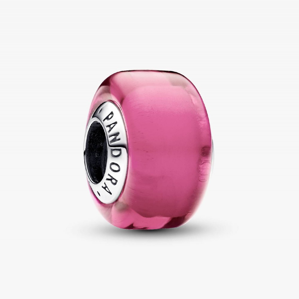 Pandora Μικρό Charm Ροζ Γυαλί Murano Ασήμι 925 Βαθμών Κωδικός 793107C00