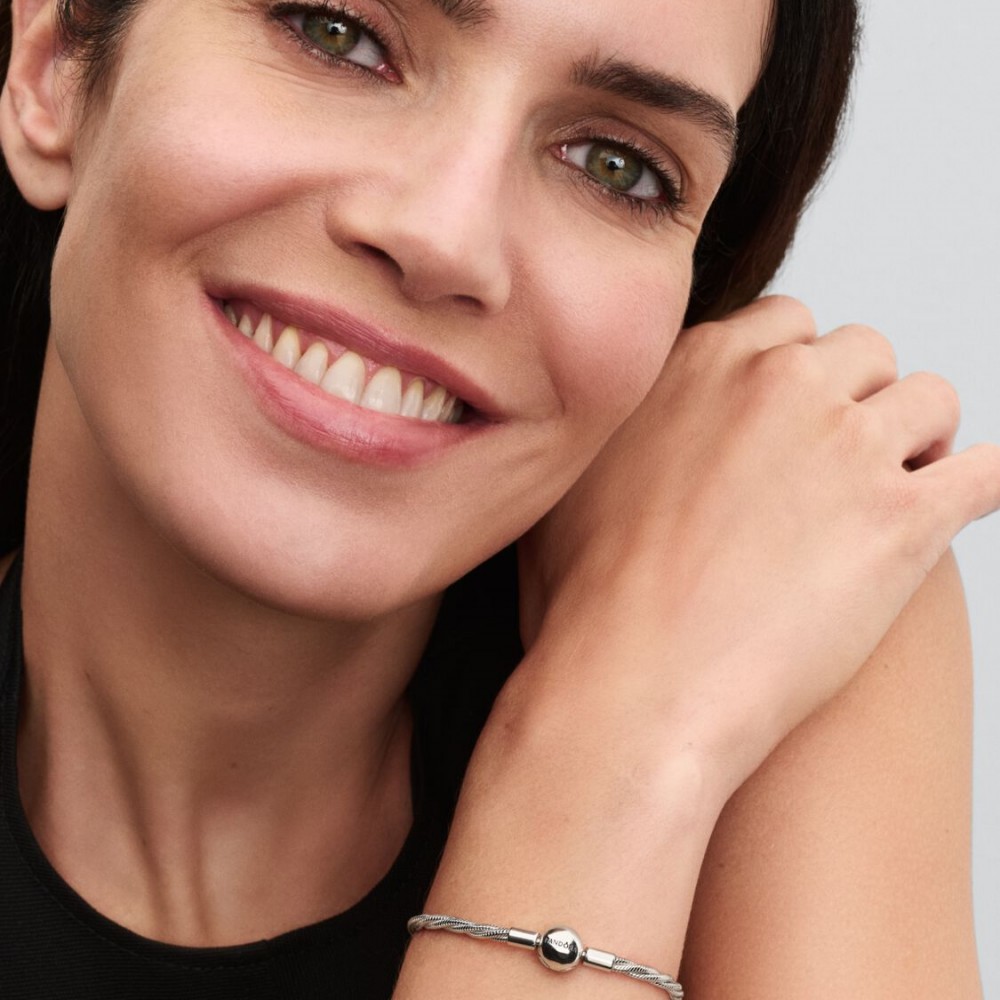 Pandora Βραχιόλι Στριφτή Αλυσίδα Φίδι Στριγγυλό κούμπωμα Pandora Ασήμι 925 Βαθμών Κωδικός 593757C00-17