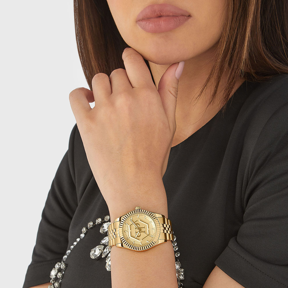 Philipp Plein Superlative PW2BA0523 Quartz Επιχρυσωμένο ανοξείδωτο ατσάλι Μπρασελέ Χρυσό χρώμα καντράν