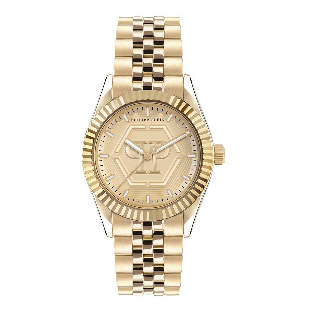 Philipp Plein Superlative PW2BA0523 Quartz Επιχρυσωμένο ανοξείδωτο ατσάλι Μπρασελέ Χρυσό χρώμα καντράν