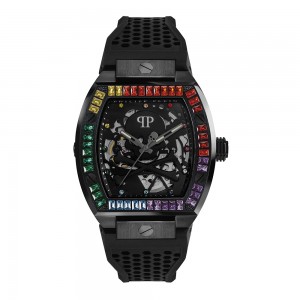 Philipp Plein The Skeleton PWBAA0621 Automatic Stainless steel Black rubber strap Black color dial Crystalls