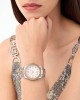 Philipp Plein Queen PWCDA0724 Three Hands Ανοξείδωτο ατσάλι Διμεταλλικό μπρασελέ Επιχρυσωμένη στεφάνη Ασημί χρώμα καντράν Κρύσταλλα