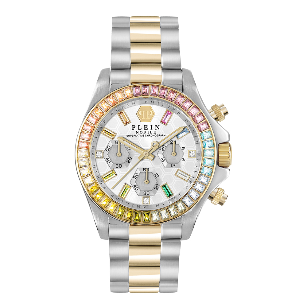Philipp Plein Nobile Lady PWSBA0523 Χρονογράφος Ανοξείδωτο ατσάλι Μπρασελέ Ασημί χρώμα καντράν Κρύσταλλα