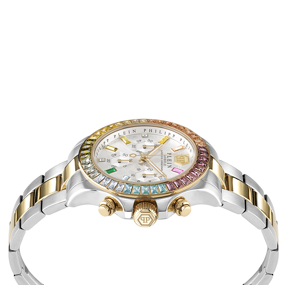 Philipp Plein Nobile Lady PWSBA0523 Χρονογράφος Ανοξείδωτο ατσάλι Μπρασελέ Ασημί χρώμα καντράν Κρύσταλλα