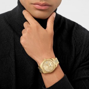 Philipp Plein Date Superlative PWYFA0425 Three Hands Επιχρυσωμένο ανοξείδωτο ατσάλι Μπρασελέ Χρυσό χρώμα Κρύσταλλα