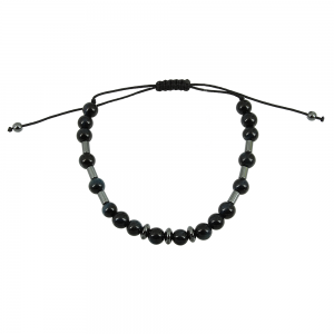 Men's bracelet with hematite and handmade beads Code 012296