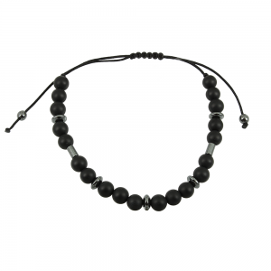 Men's bracelet with hematite and handmade beads Code 012298