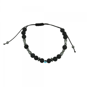 Men's bracelet with hematite, handmade beads and eye motif Code 012300
