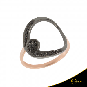 Ring Crescent Full Black color Brilliant Pink gold K14 with black color plating Code 11504