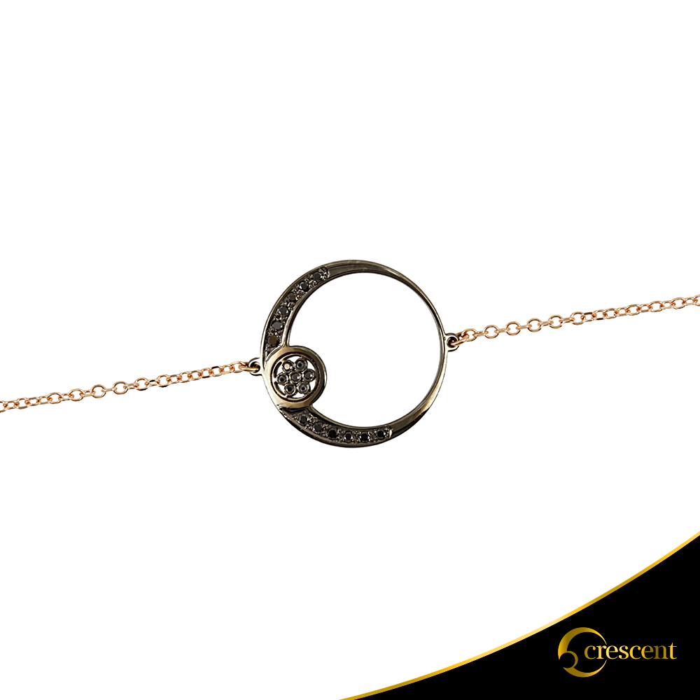 Βραχιόλι Crescent Full Black color Brilliant Ροζ χρυσός Κ14 με μαύρη επιμετάλλωση Κωδικός 11505