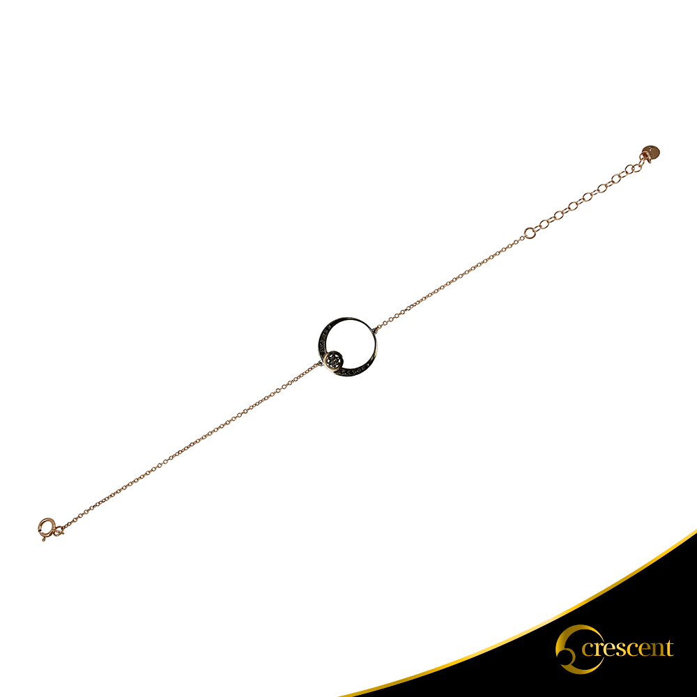 Βραχιόλι Crescent Full Black color Brilliant Ροζ χρυσός Κ14 με μαύρη επιμετάλλωση Κωδικός 11505