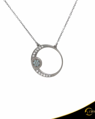 Κολιέ Crescent Small Full White and Ocean Blue Brilliant Λευκός χρυσός Κ14 με μαύρη επιμετάλλωση Κωδικός 6058