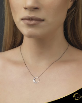 Κολιέ Crescent Small Full White and Ocean Blue Brilliant Λευκός χρυσός Κ14 με μαύρη επιμετάλλωση Κωδικός 6058