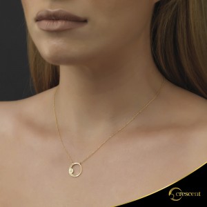 Necklace Crescent Small Full Light Brown Brilliant Yellow gold K14 Code 6059
