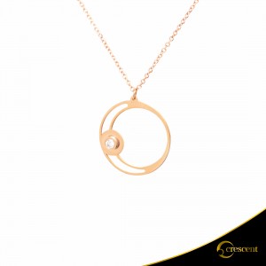 Necklace Crescent Single Brilliant Pink gold K14 Code 6263