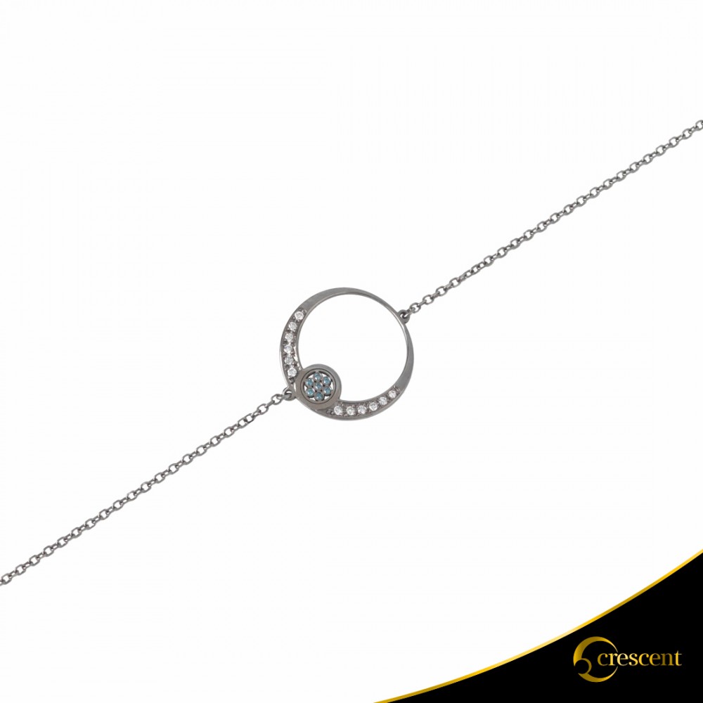 Βραχιόλι Crescent Full Brilliant Λευκός χρυσός με μαύρη επιμετάλλωση Κ14 Κωδικός 6266