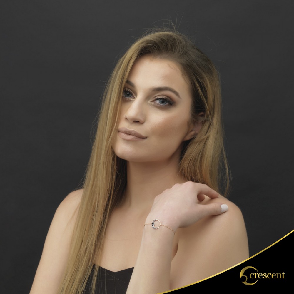 Βραχιόλι Crescent Full Black color Brilliant Ροζ χρυσός Κ14 Κωδικός 6267