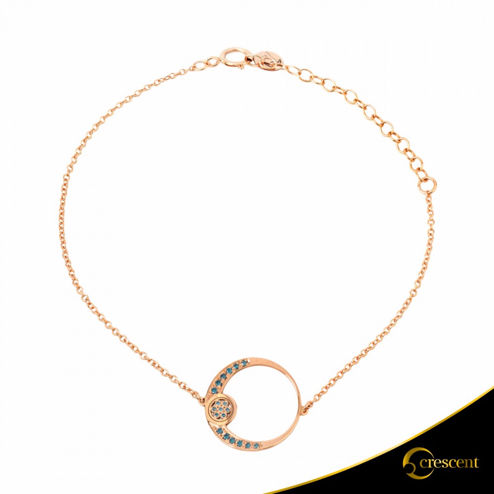 Βραχιόλι Crescent Full Ocean Blue Brilliant Ροζ χρυσός Κ14 Κωδικός 6268