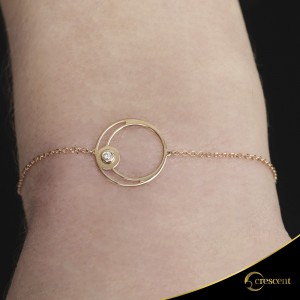 Bracelet Crescent Single Brilliant Pink gold K14 Code 6270