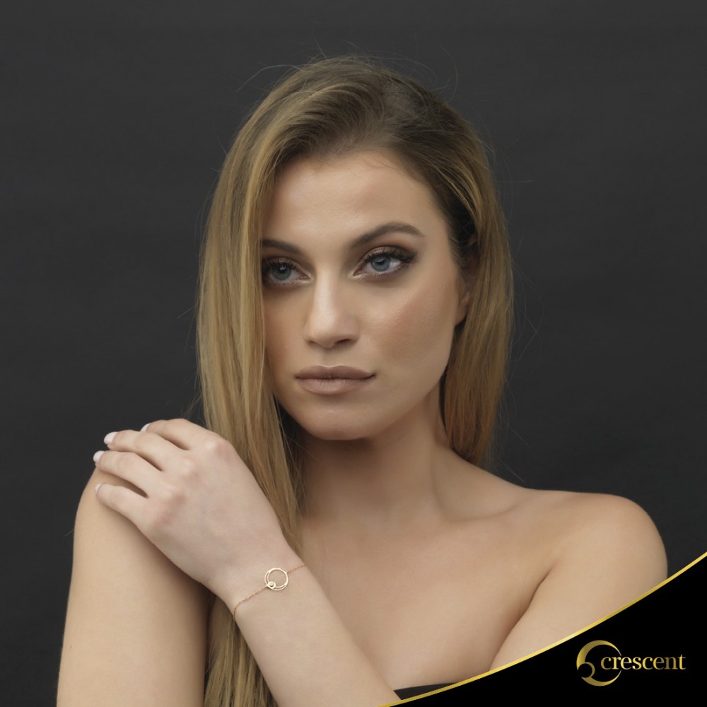 Βραχιόλι Crescent Single Brilliant Ροζ χρυσός Κ14 Κωδικός 6270
