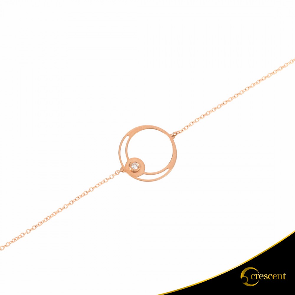 Βραχιόλι Crescent Single Brilliant Ροζ χρυσός Κ14 Κωδικός 6270