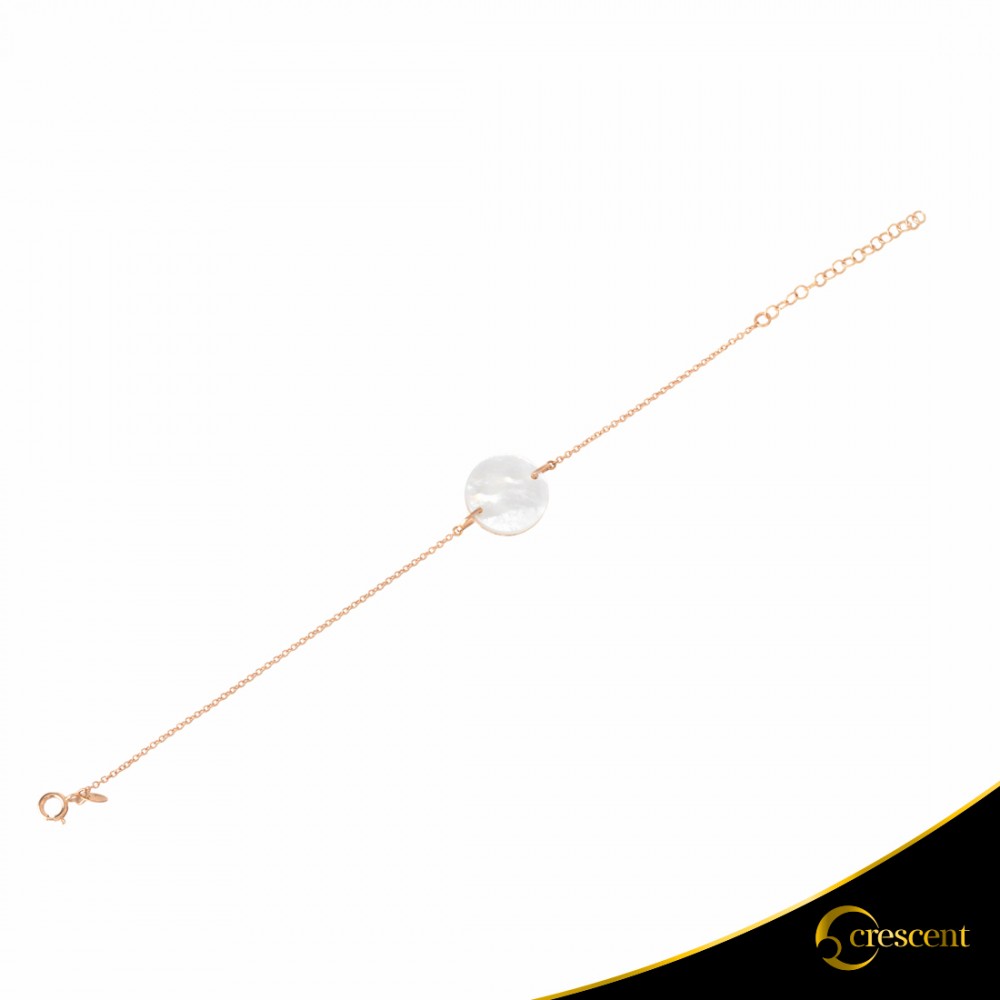 Βραχιόλι Crescent Single Brilliant Ροζ χρυσός Κ14 με πλάκα φίλντισι Κωδικός 6272