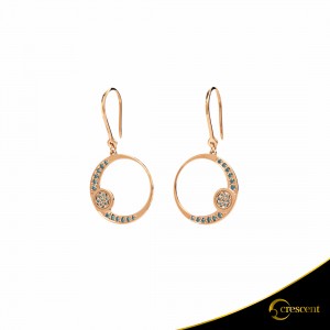 Earrings Crescent Small Full Ocean Blue Brilliant Pink gold K14 Code 6275