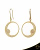 Earrings Crescent Large Full Light Brown color Brilliant Yellow gold K14 Code 6804