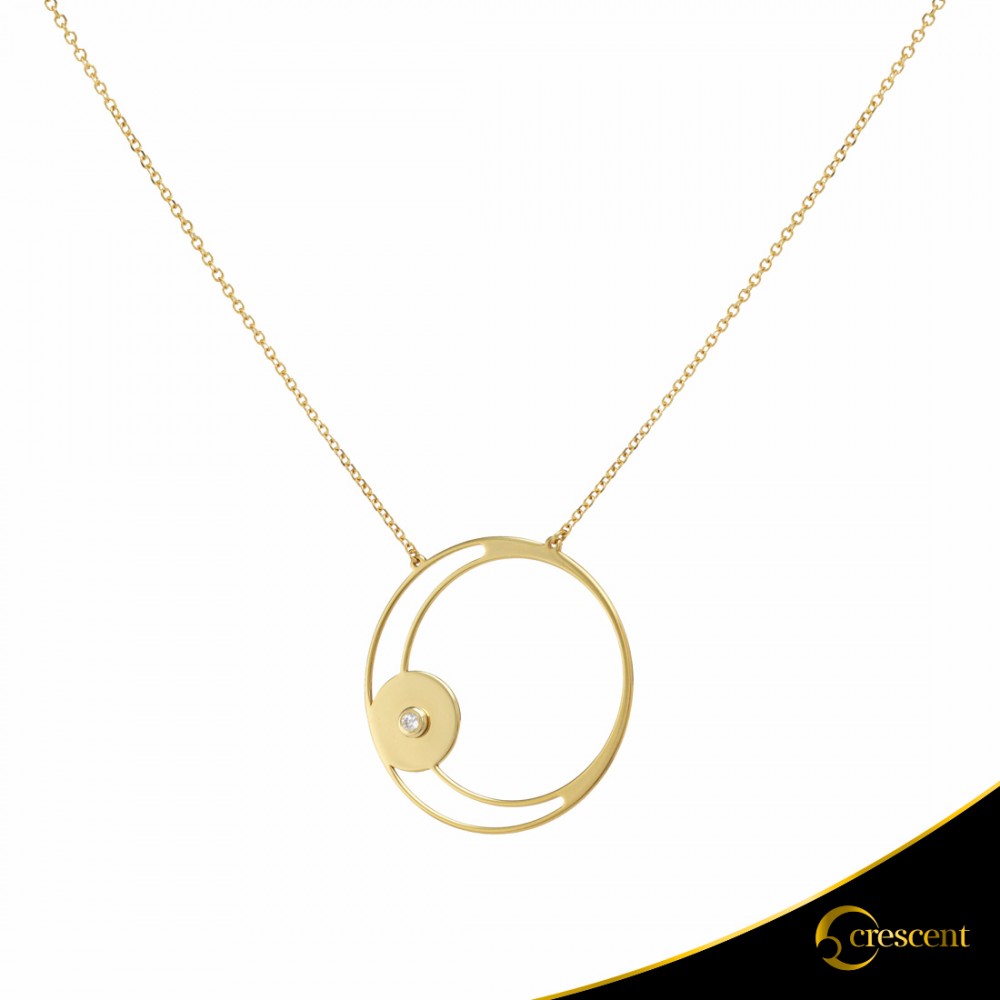 Κολιέ Crescent Large Single Brilliant Κίτρινος χρυσός Κ14 Κωδικός 6809