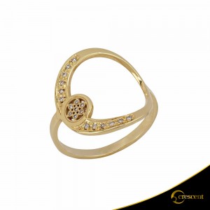 Ring Crescent Full Light Brown color Brilliant Yellow gold K14 Code 6811