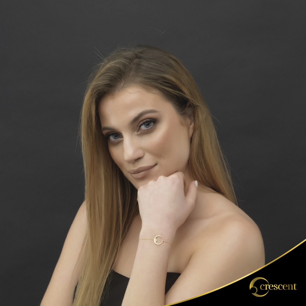Βραχιόλι Crescent Full Light Brown color Brilliant Κίτρινος χρυσός Κ14 Κωδικός 6814